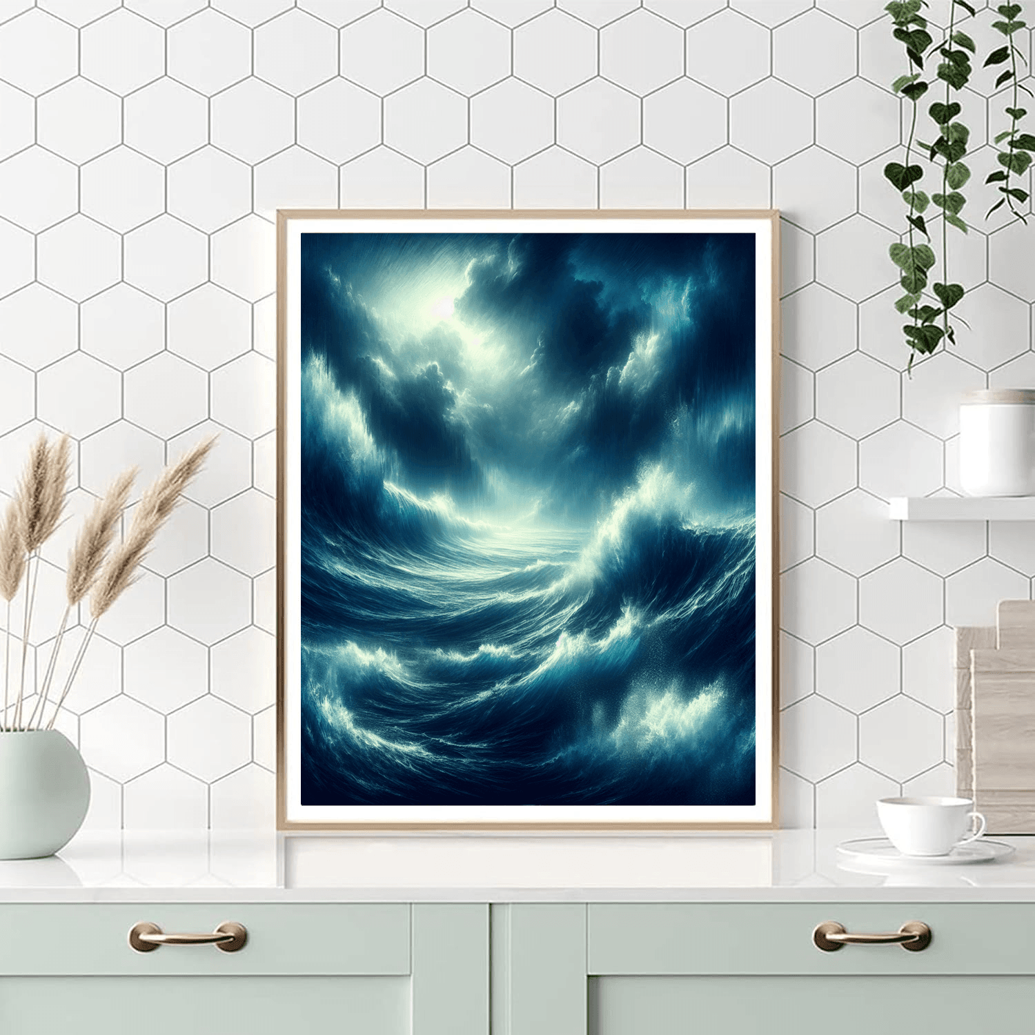 Dramatic Stormy Seas Number Painting