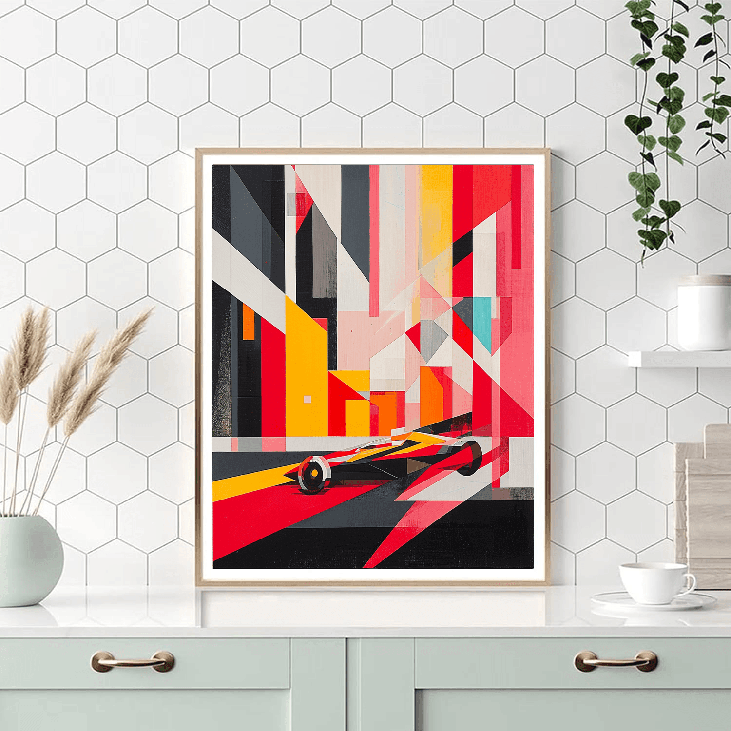 Fernand Léger Inspired Retro Futuristic Race  Number Painting