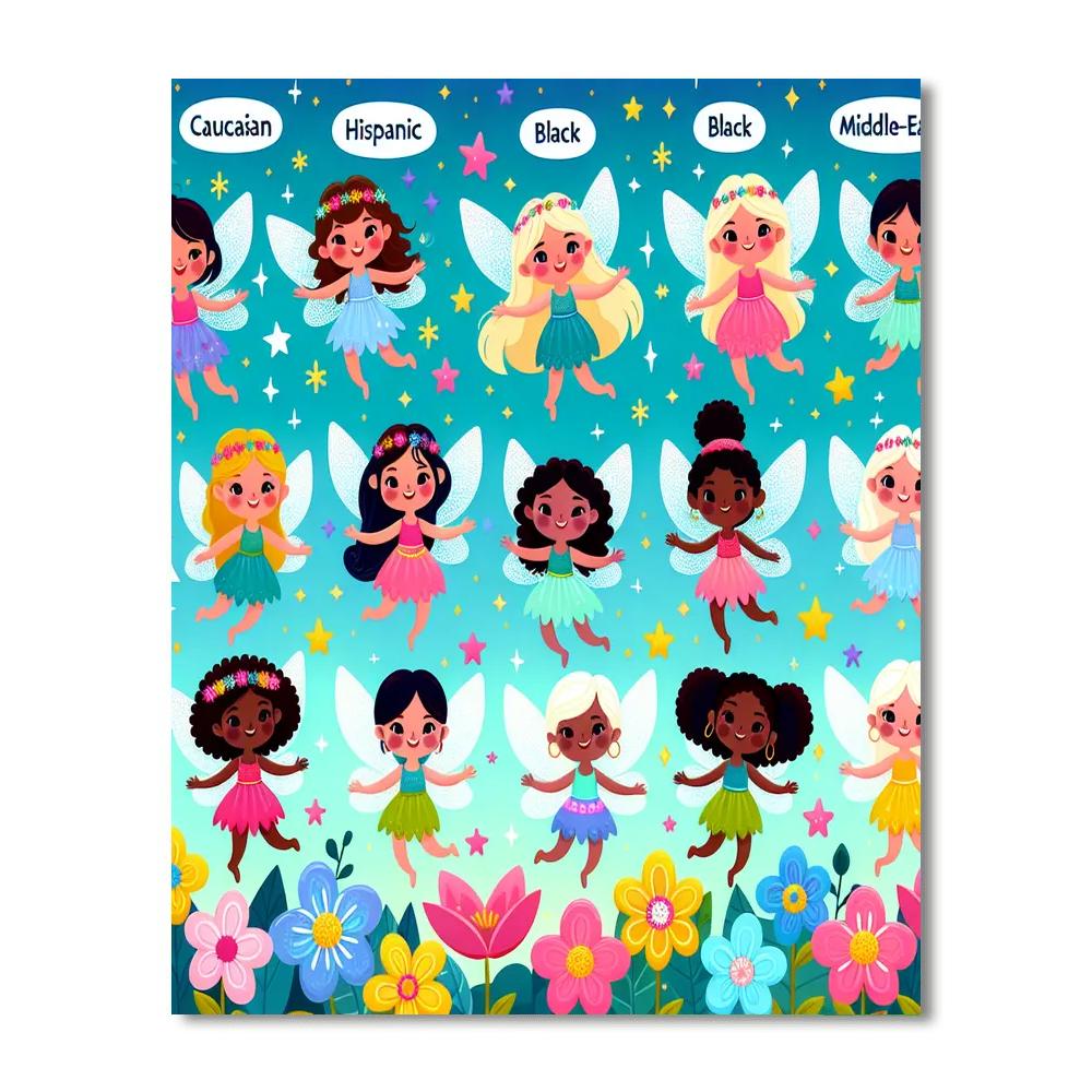 Cheerful Fairy Friends Painting Number Kit