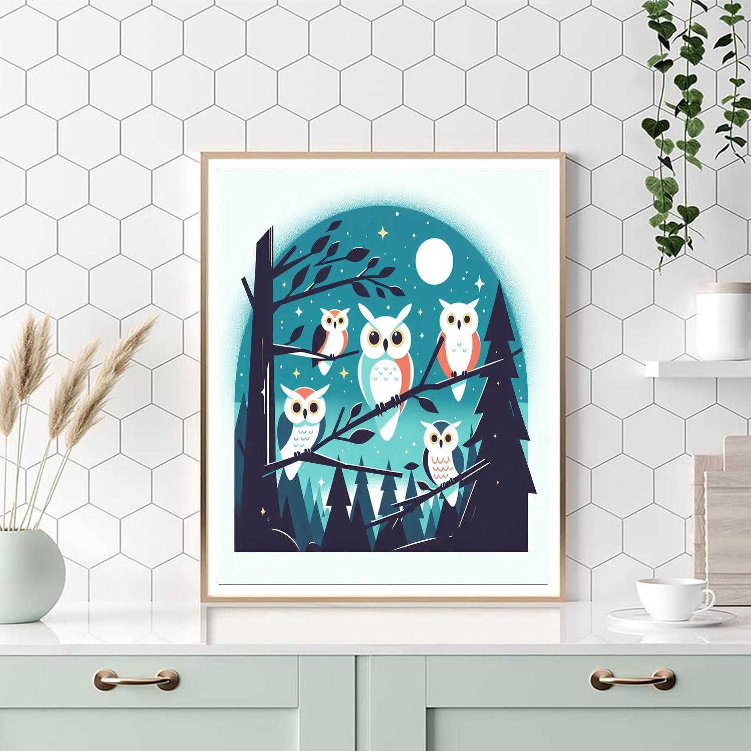 Whimsical Owl Forest Numbered Painting Kits