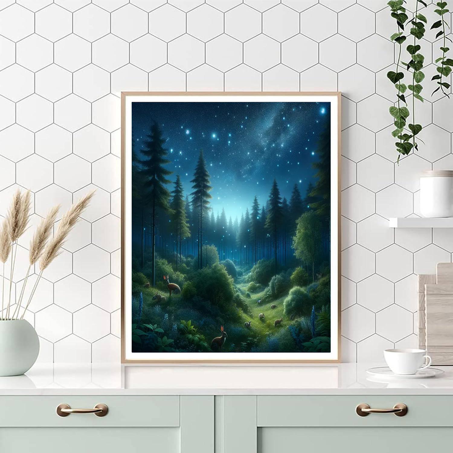 Mystical Nighttime Forest Paint By Number
