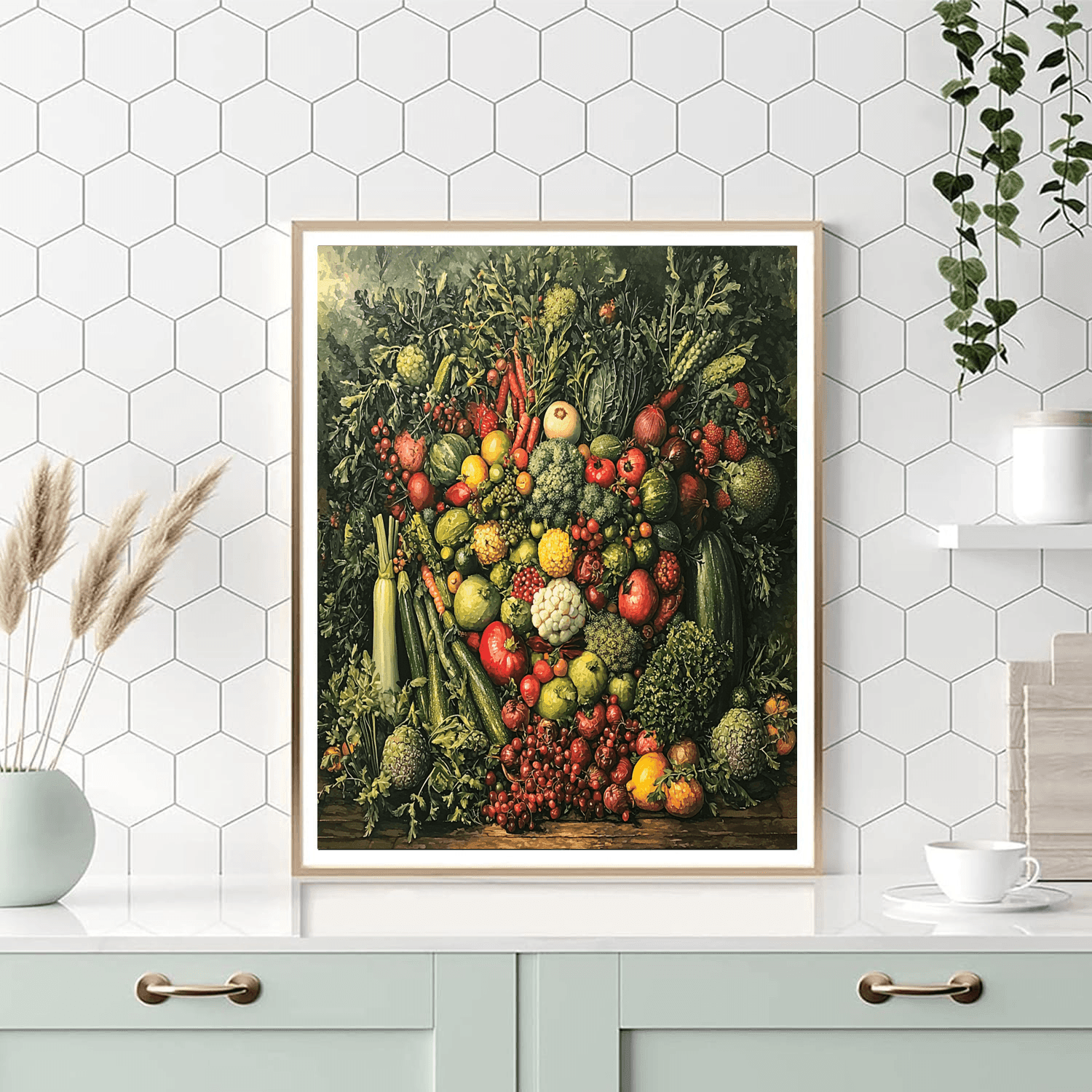 Giuseppe Arcimboldo Inspired Vibrant Vegetables  Paint By Color