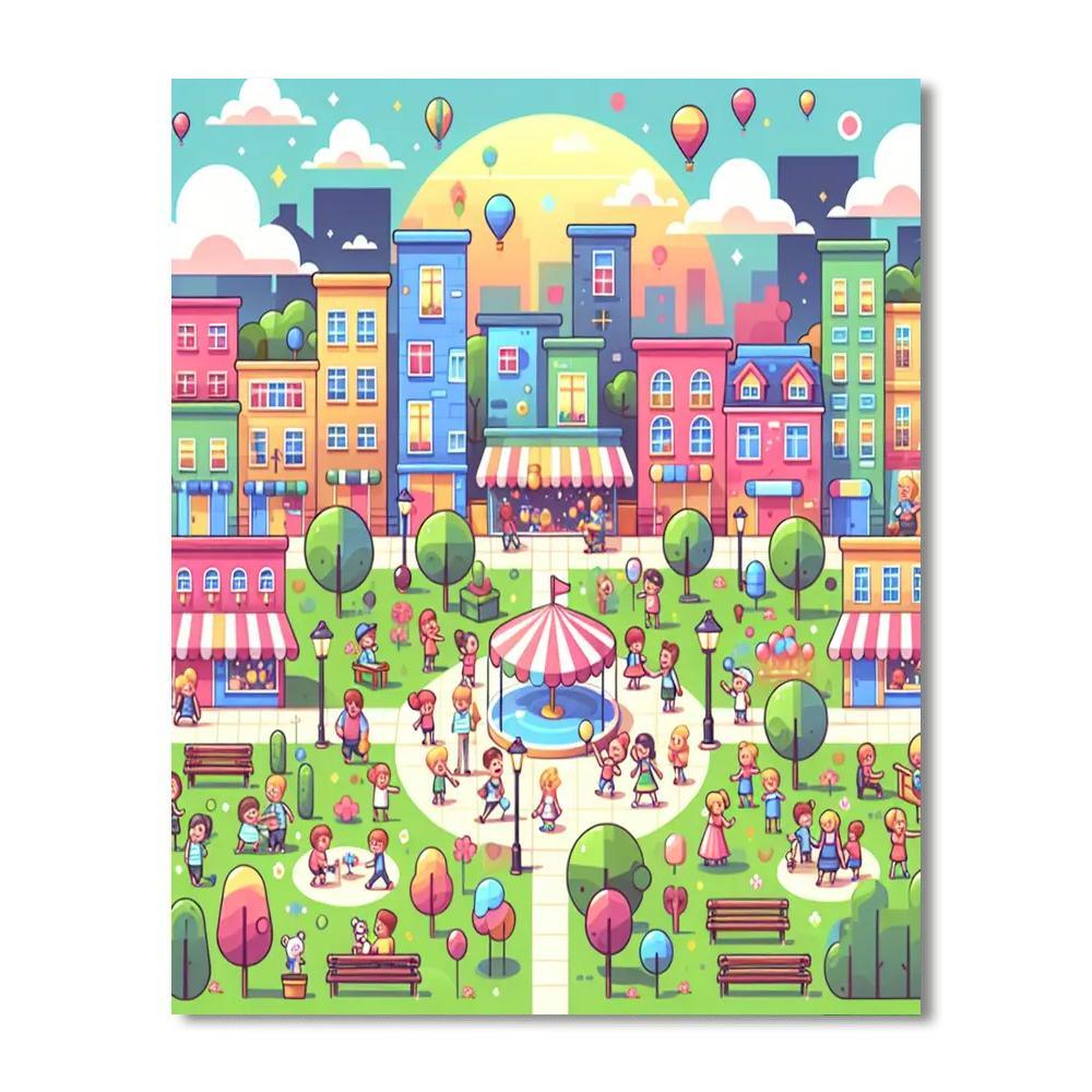 Rainbow City Adventure Number Painting