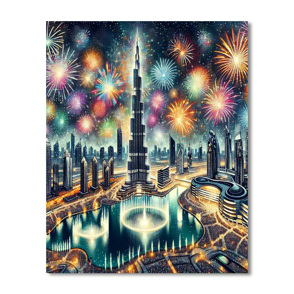 New Year's Eve Fireworks - United Arab Emirates Paint By Numbers Kits