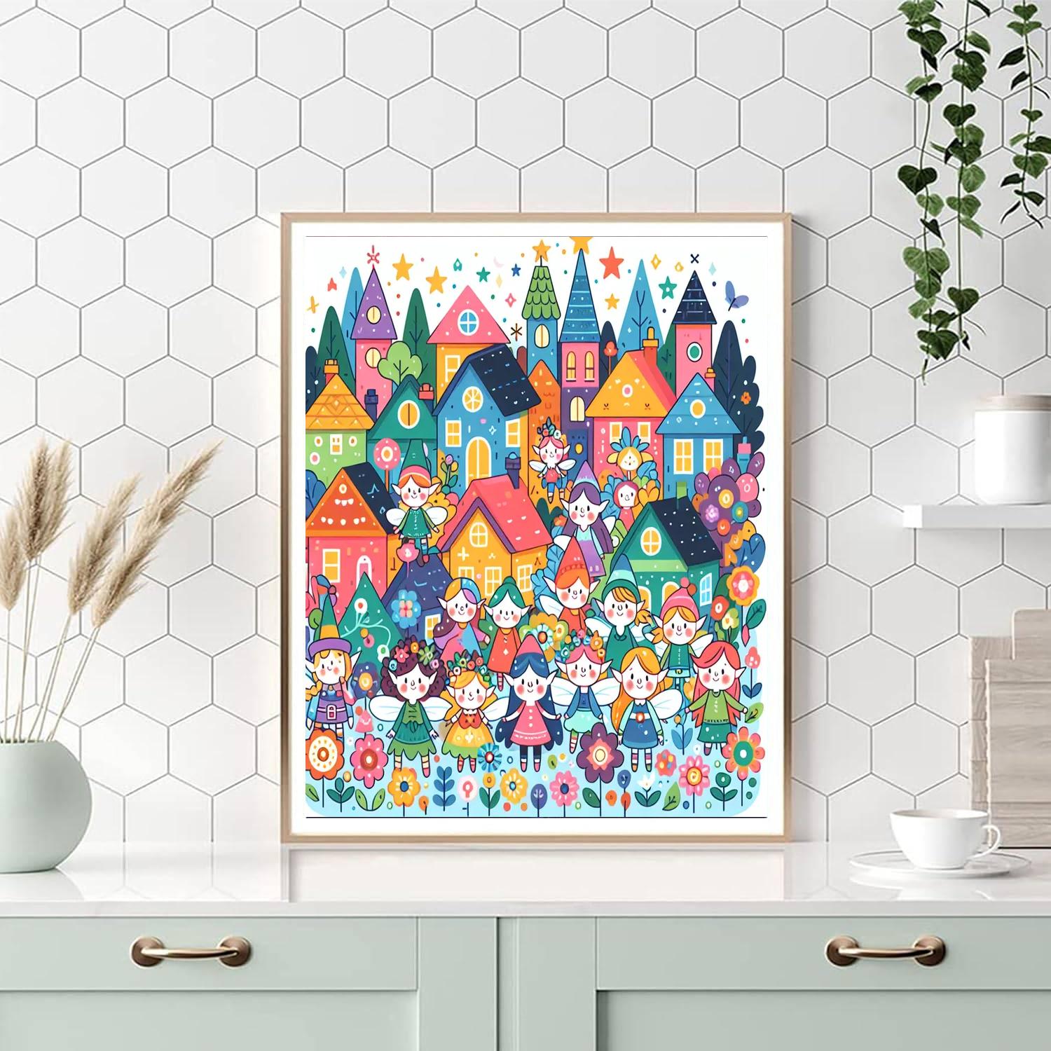 Fantastic Fairy Tale Village Paint By Numbers Art