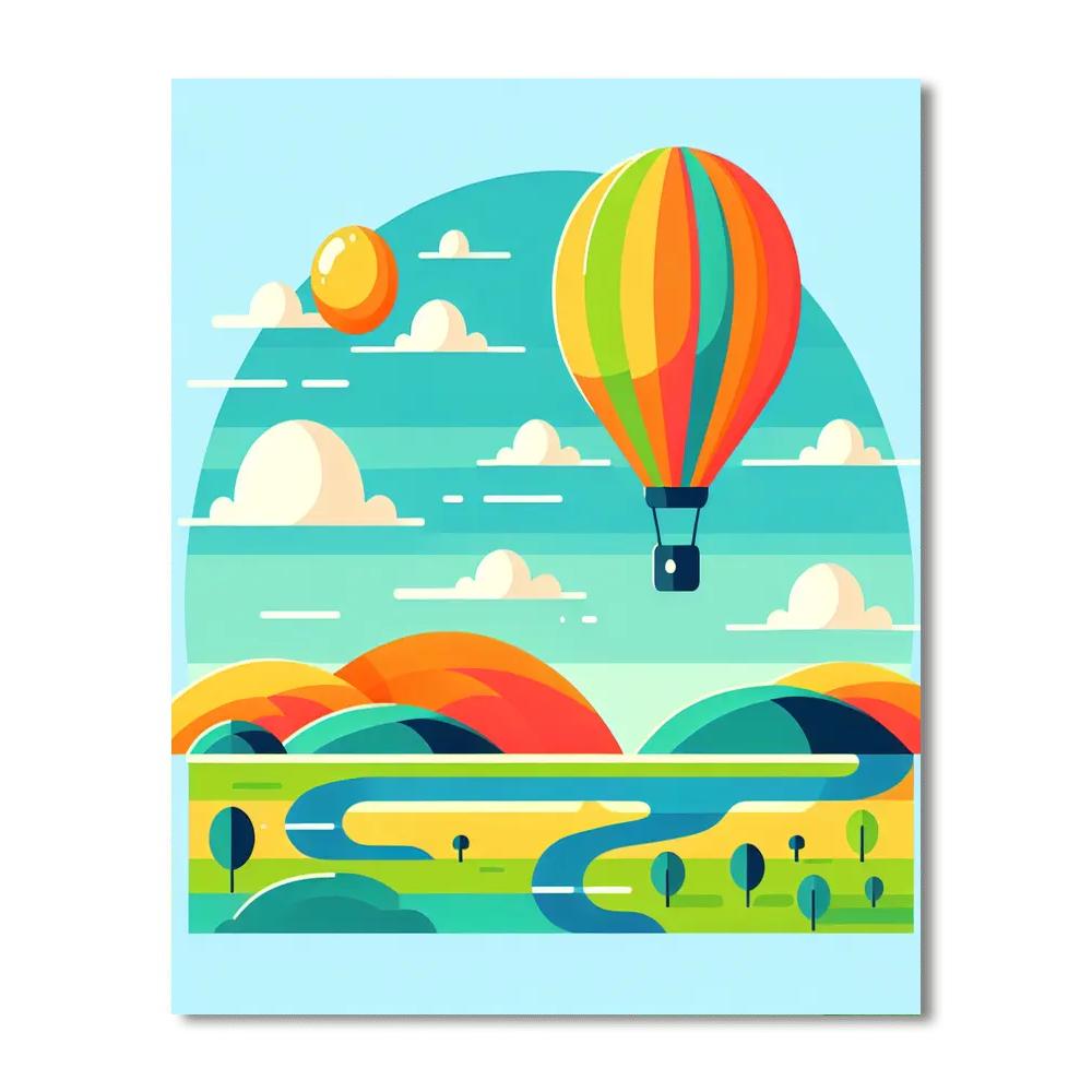 Ballooning Over Landscapes Number Painting