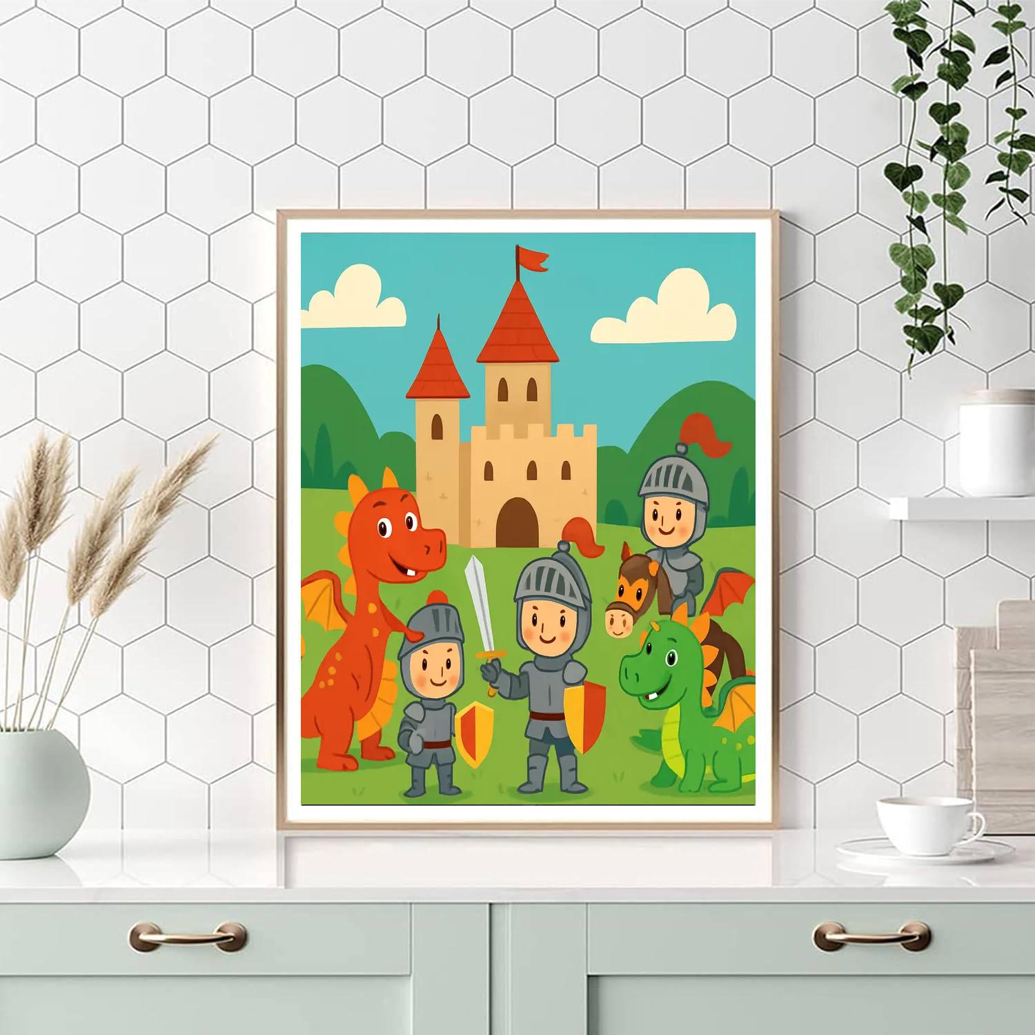 Castle Knights And Dragons Paint By Number