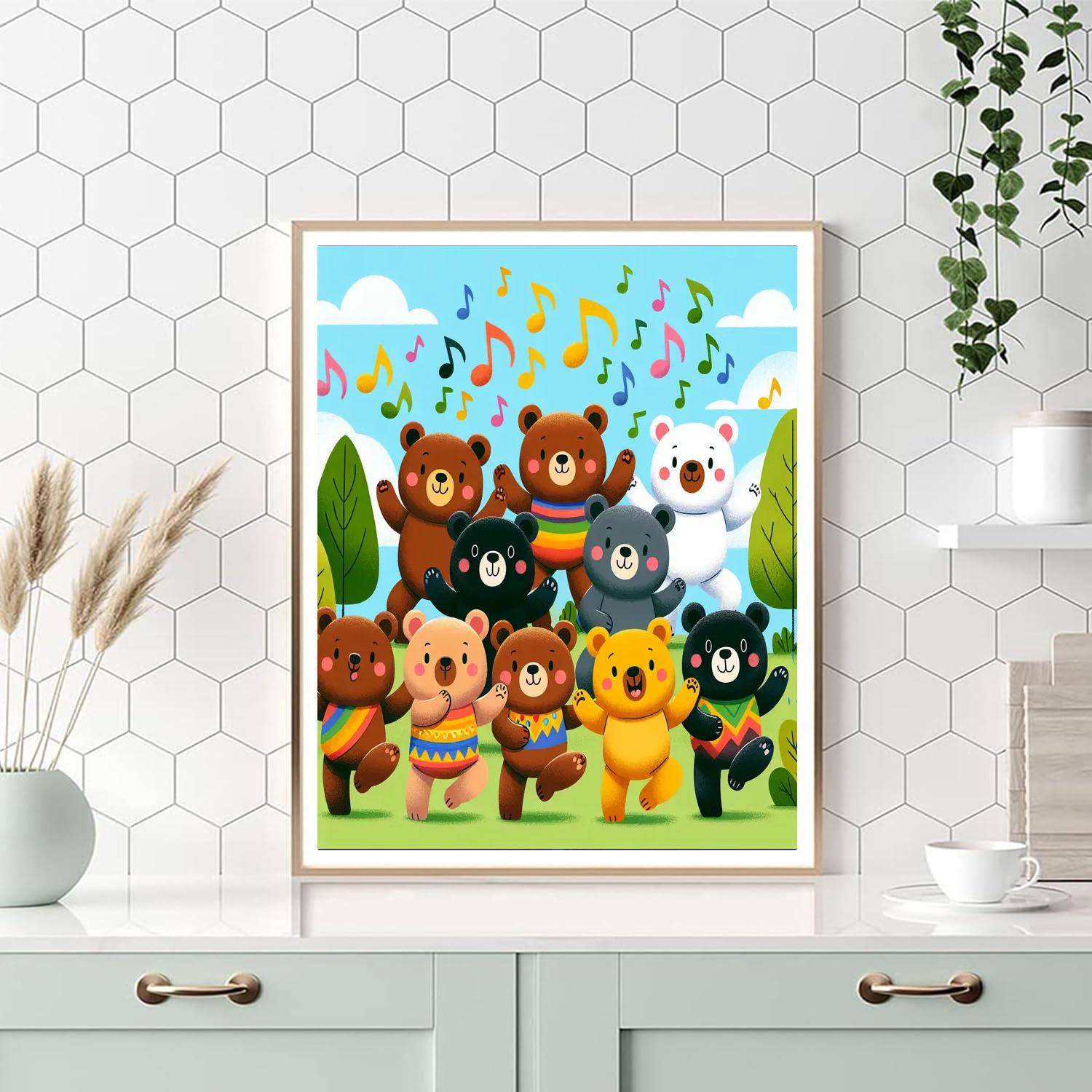 Dancing Bear Friends Paint By Numbers Art