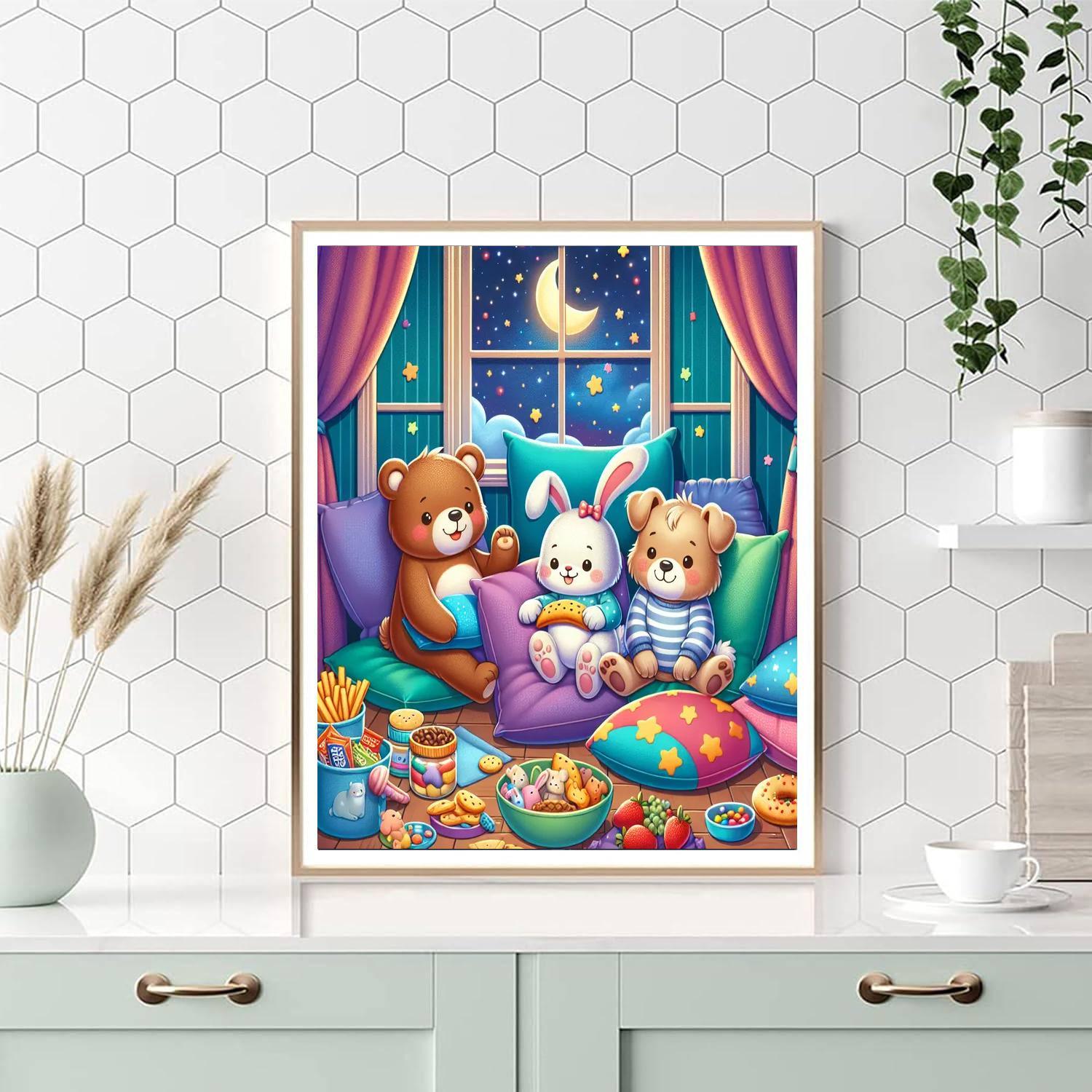 Cuddly Animal Sleepover Paint By Numbers