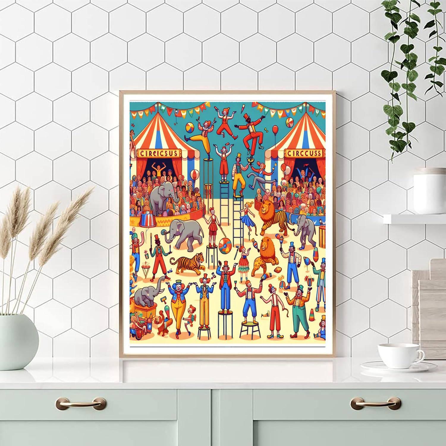 Joyful Circus Fun Paint By Numbers Art