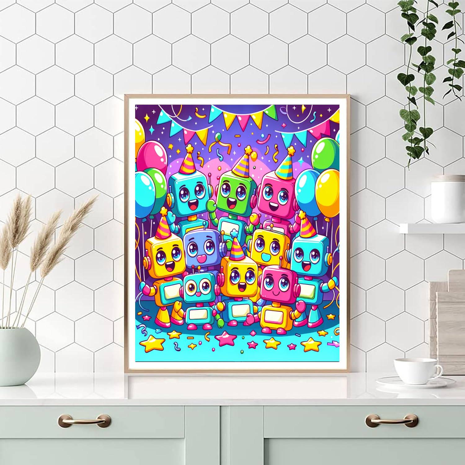 Excited Robot Friends Numbered Painting Kits
