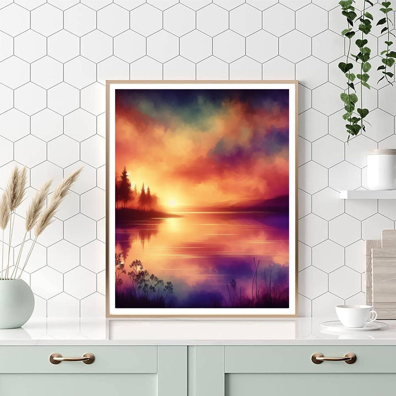 Peaceful Sunset Reflections Paint By Numbers Art