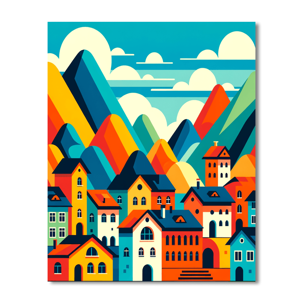 Mystical Mountain Village Paint By Numbers