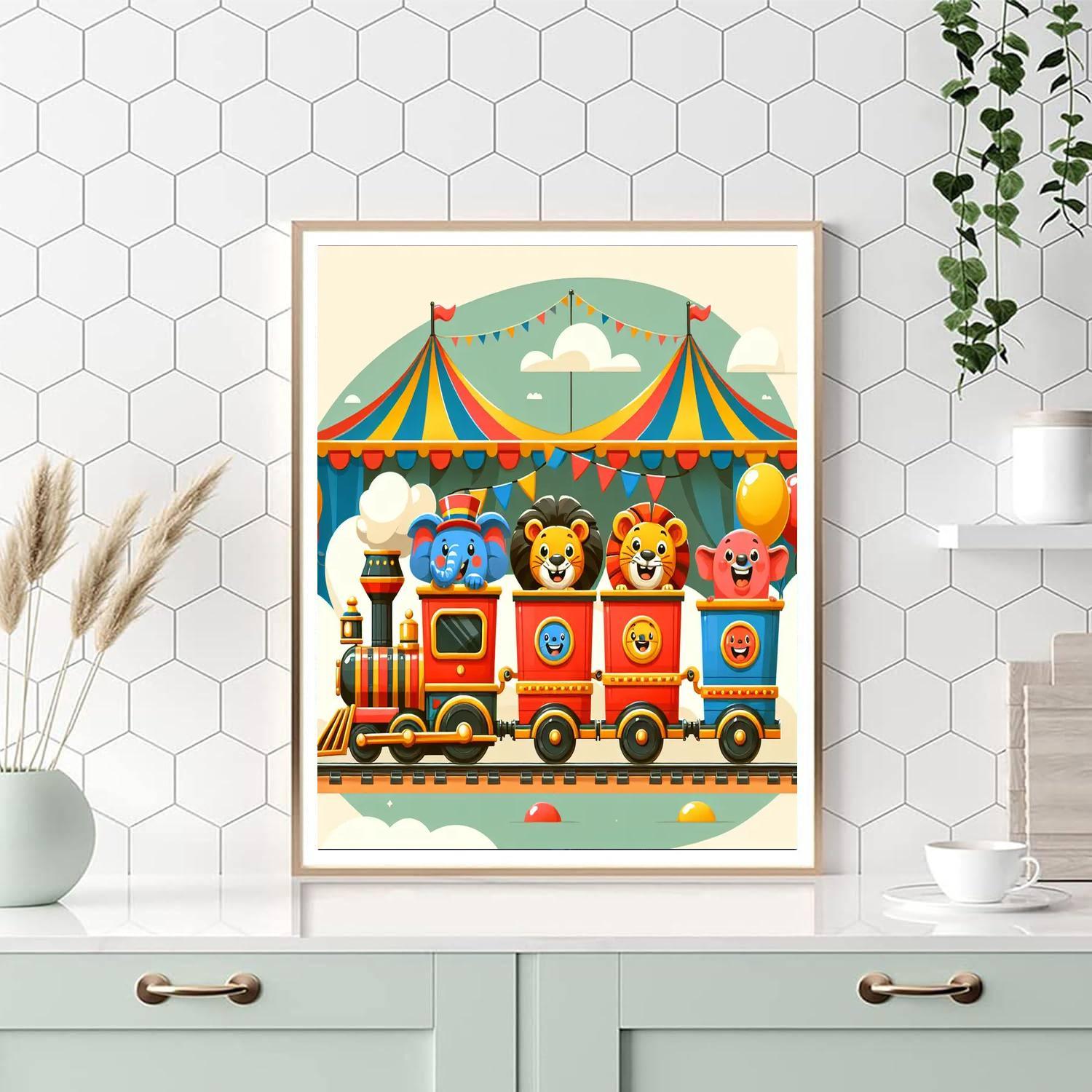 Joyful Circus Train Paint By Number