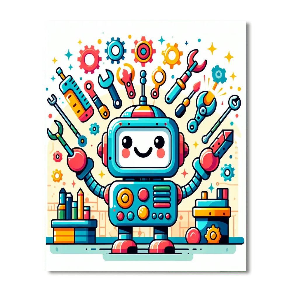 Creative Robot Painting By Numbers Kit
