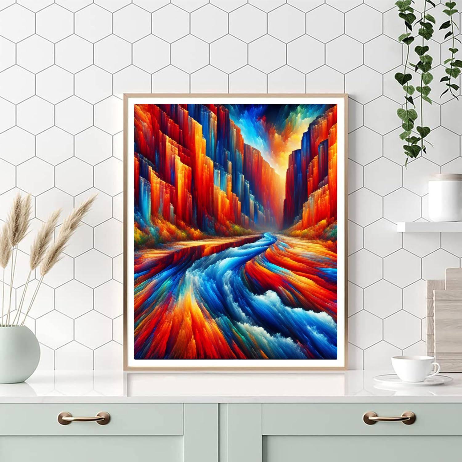 Dynamic Canyon River Flow Painting By Numbers Kit