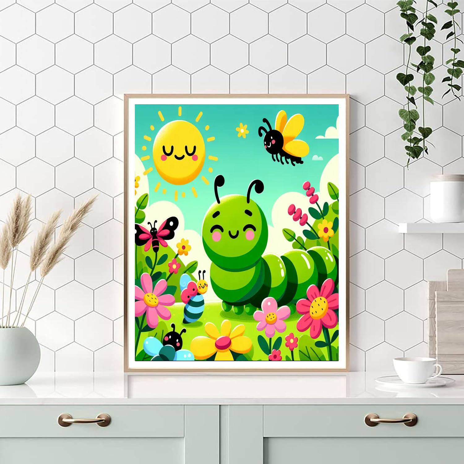 Charming Caterpillar Caper Number Painting