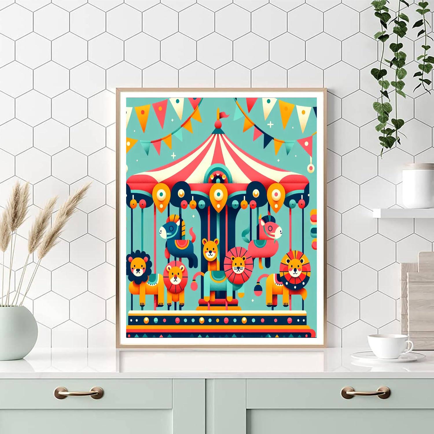 Colorful Carousel Carnival Paint By Numbers Art