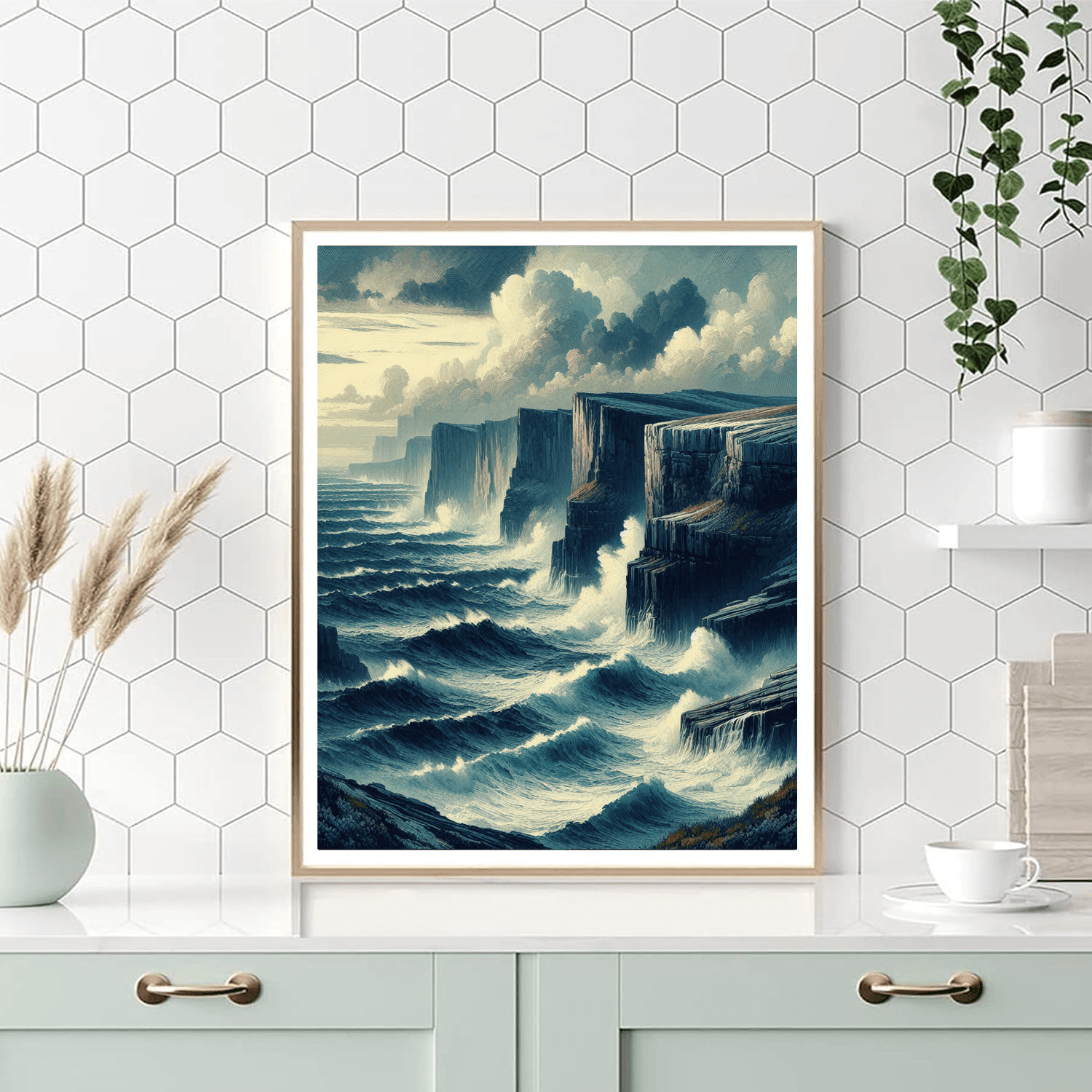 Windswept Ocean Cliffs Number Painting