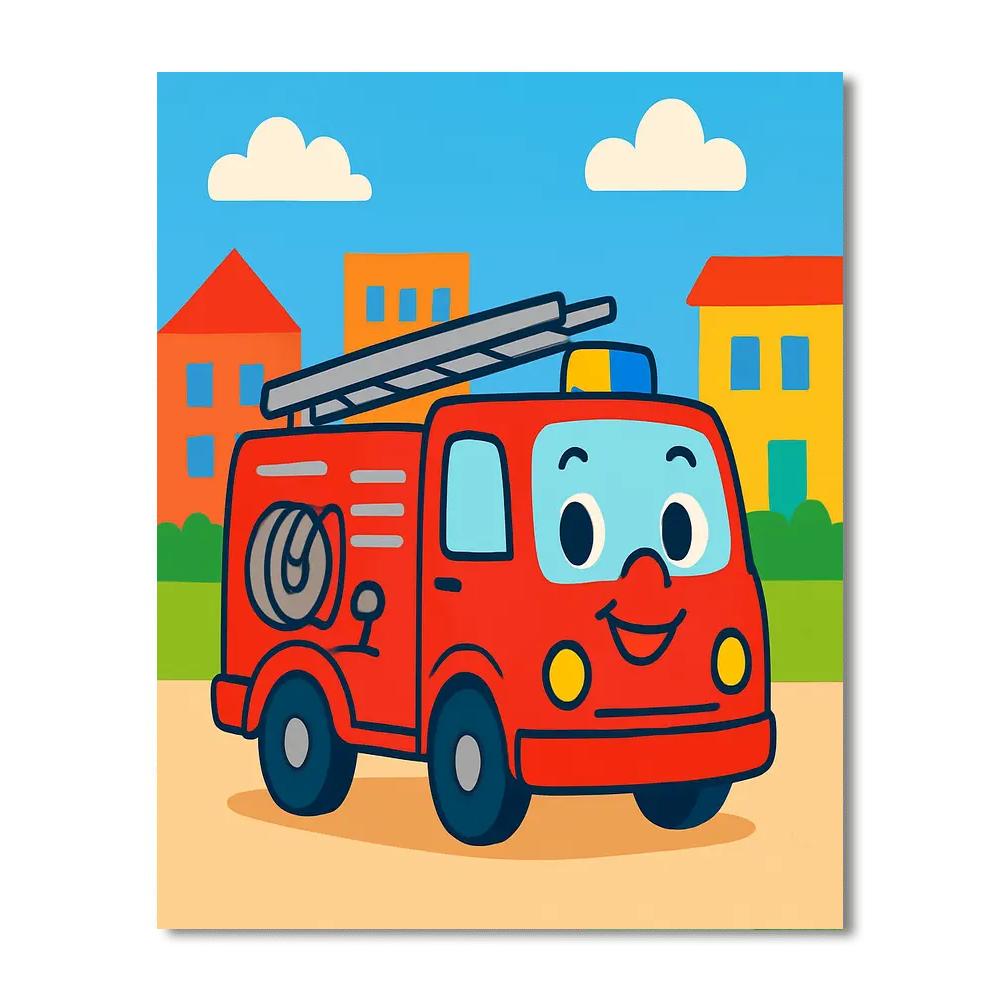 Happy Firetruck Paint By Numbers