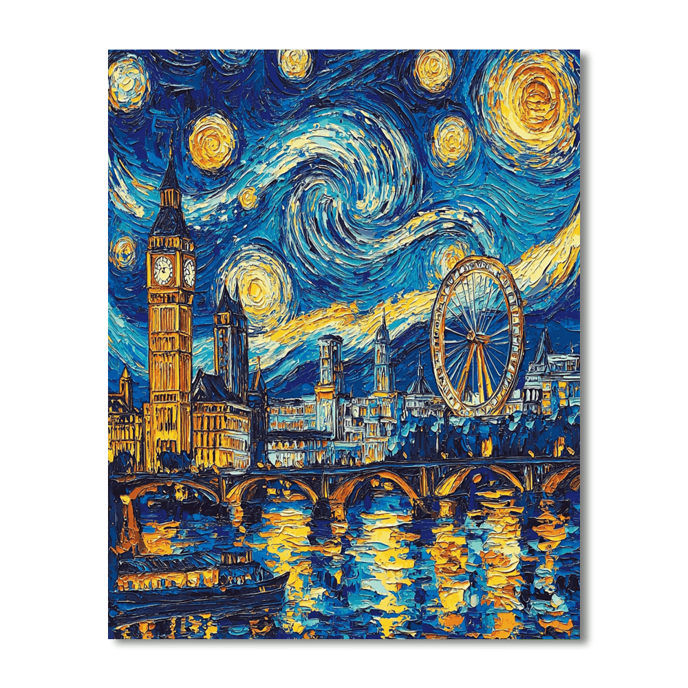 Vincent Van Gogh Inspired Starry Night Over London  Paint By Numbers Art
