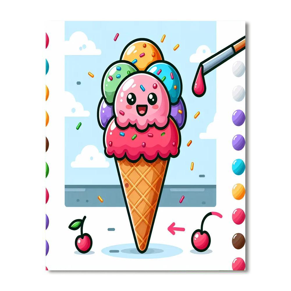 Sweet Ice Cream Cone Number Painting