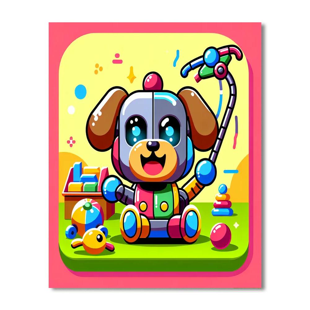 Excited Robot Dog Paint By Numbers Kits