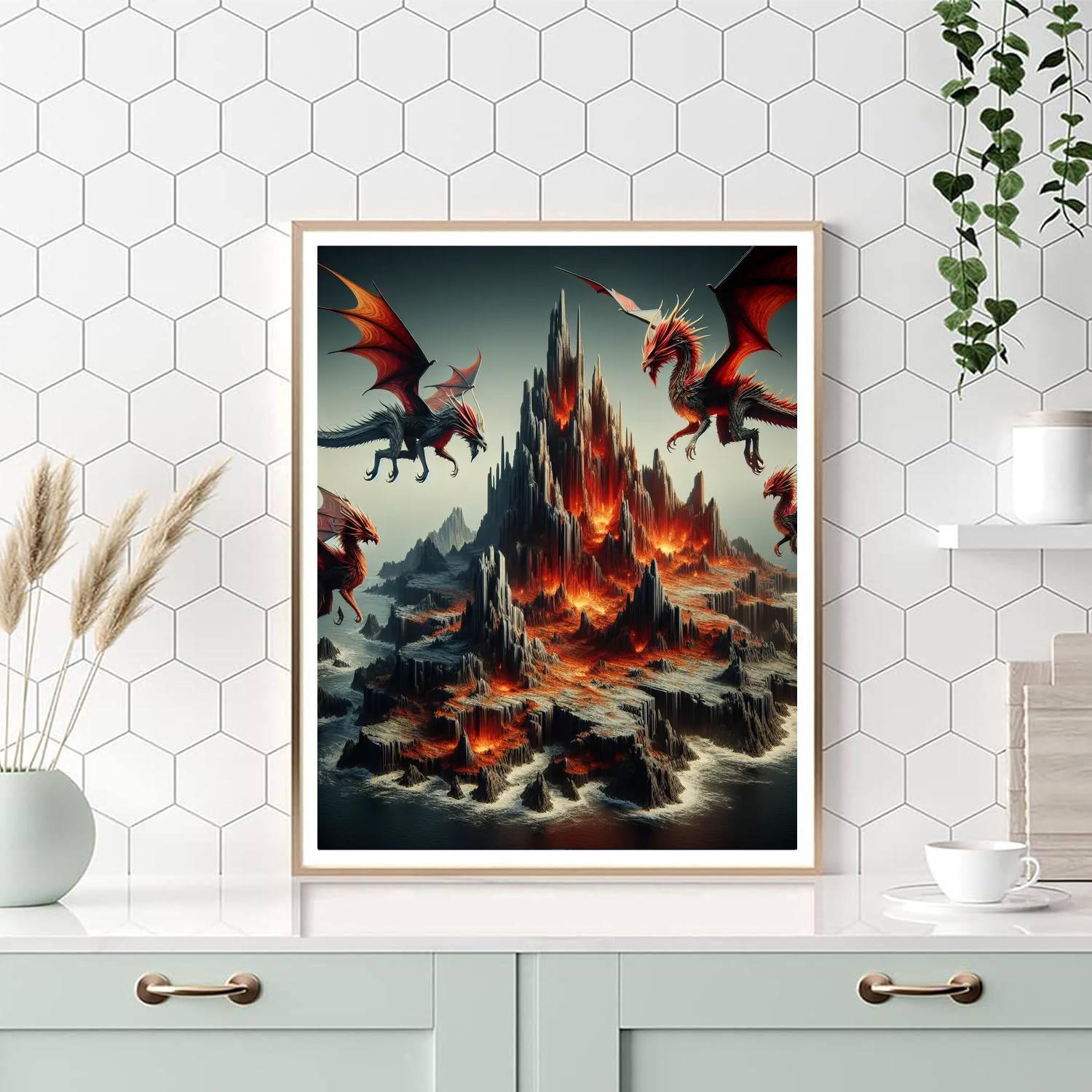Fantasy Dragon Island DIY Paint By Numbers