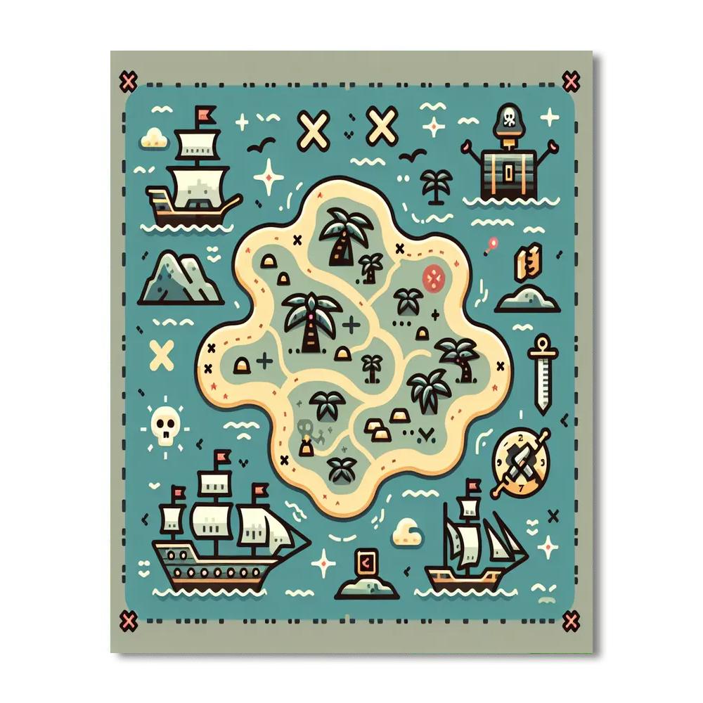 Mischievous Pirate's Map Painting By Numbers Kit