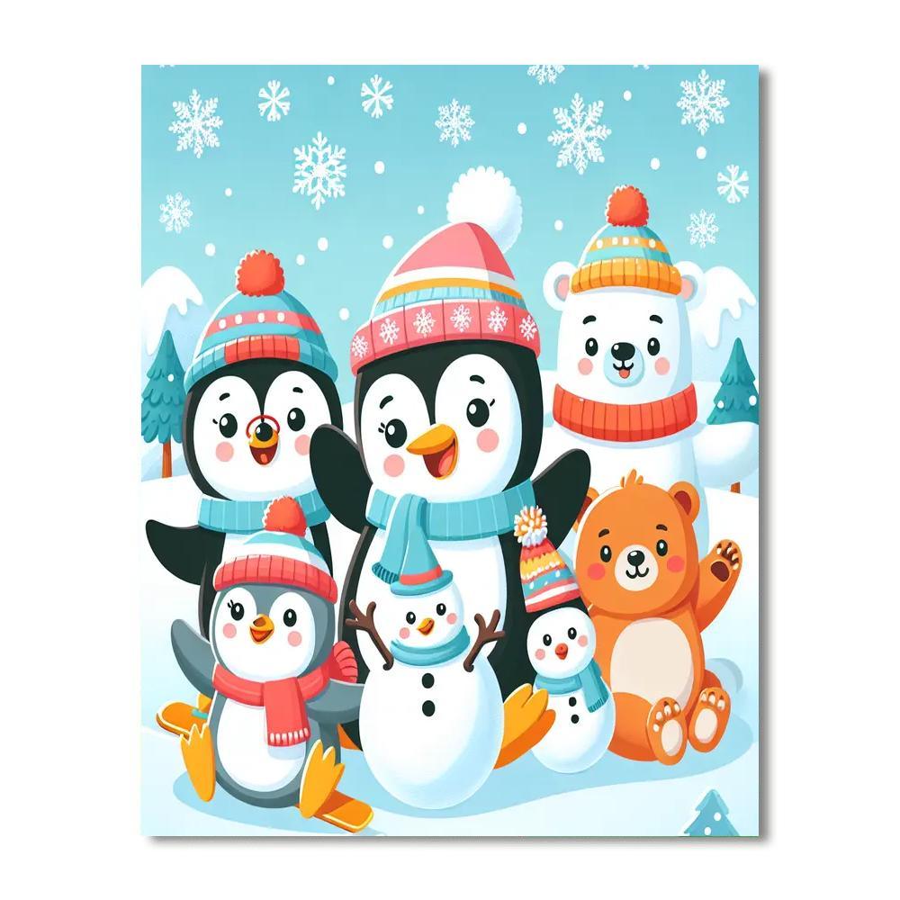 Cuddly Creatures In Winter Paint By Numbers