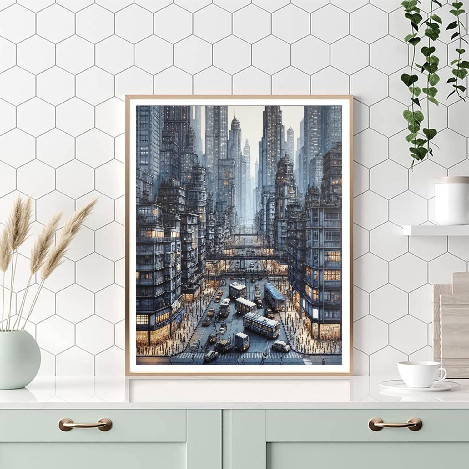 Industrial Cityscape Vista Painting Number Kit