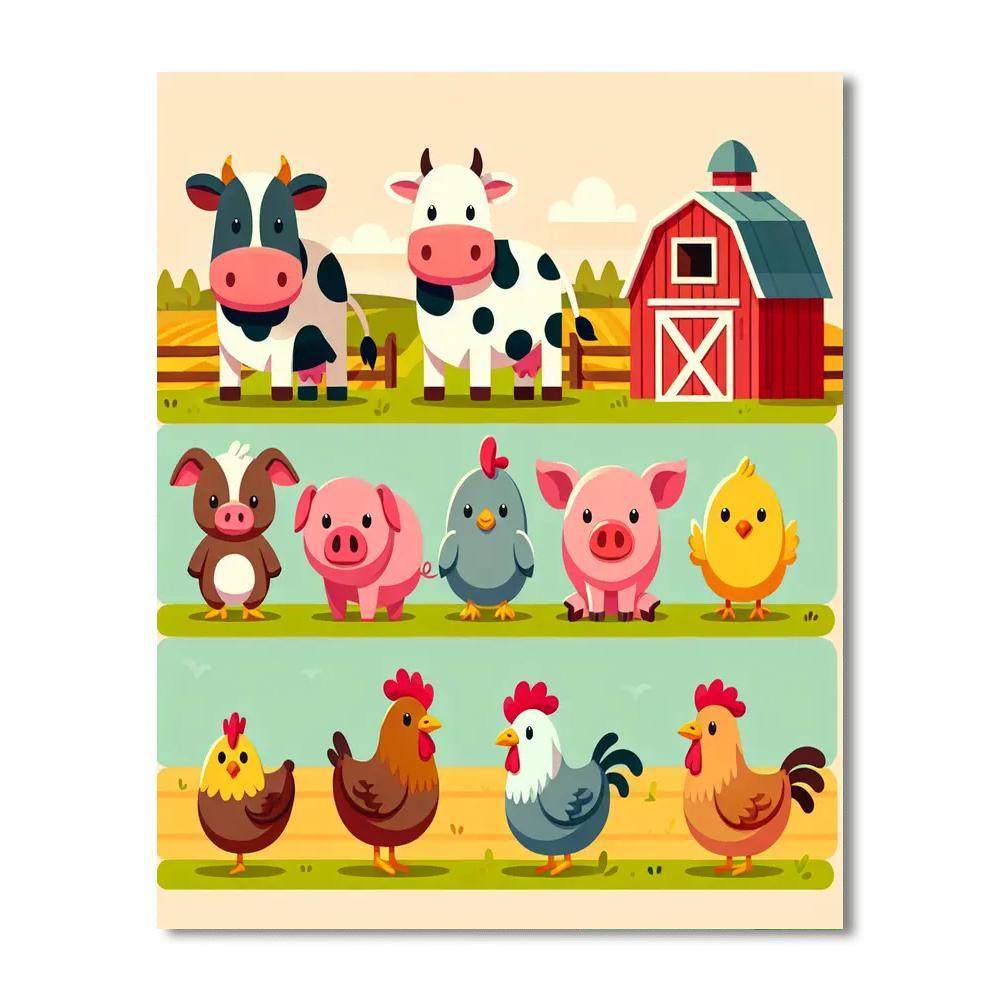 Farmyard Animal Friends Paint By Number