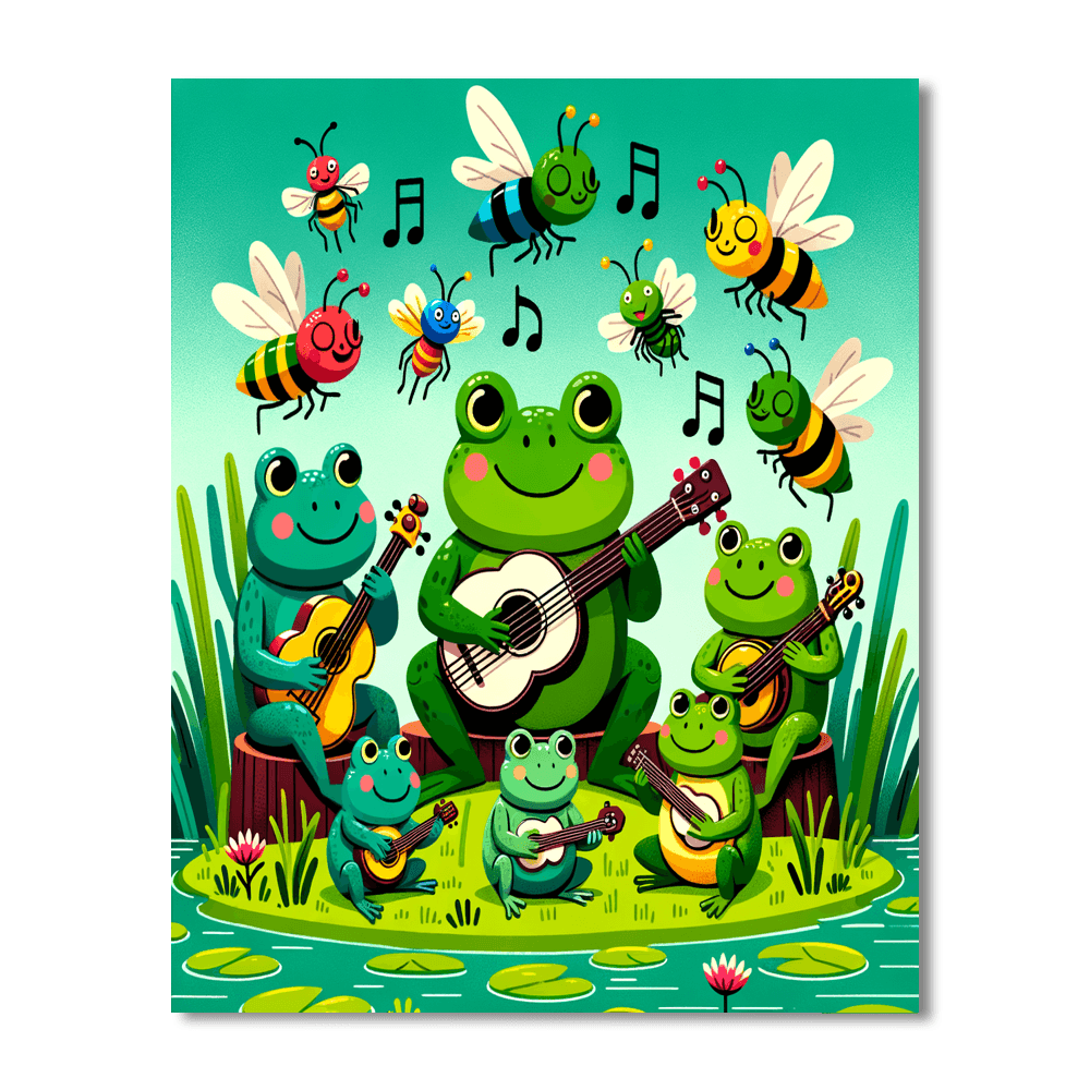 Frog's Swamp Symphony Painting By Numbers Kit