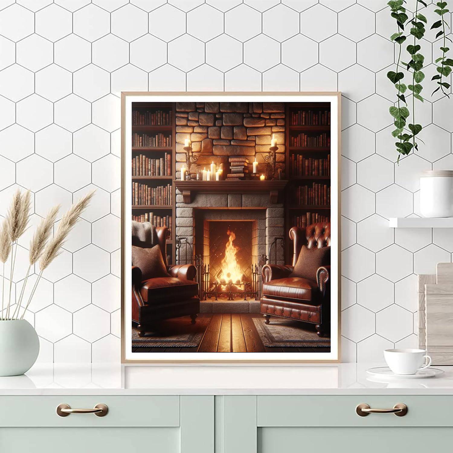 Cozy Fireplace Nook Painting By Numbers Kit