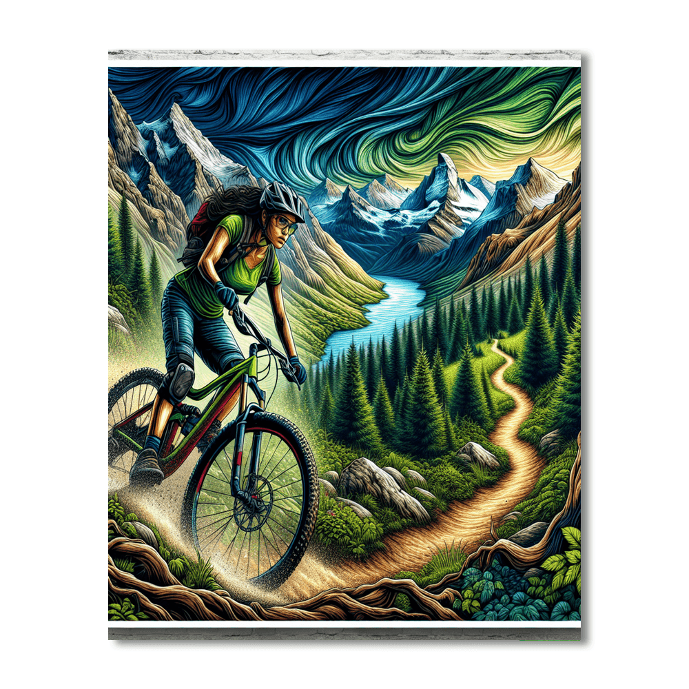 Dynamic Mountain Biking Adventure Paint By Numbers Kits