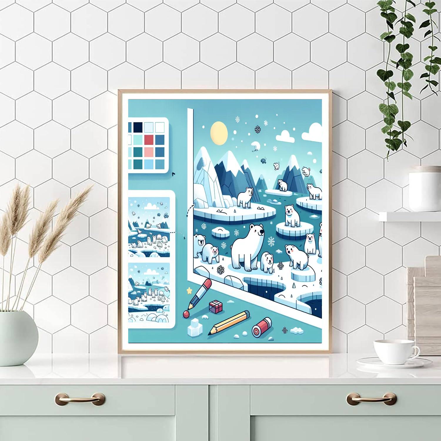 Polar Bear's Snowy Quest Paint By Numbers