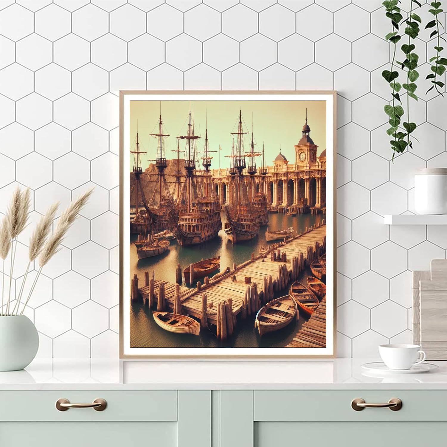 Historic Harbor Haven Paint By Numbers Art