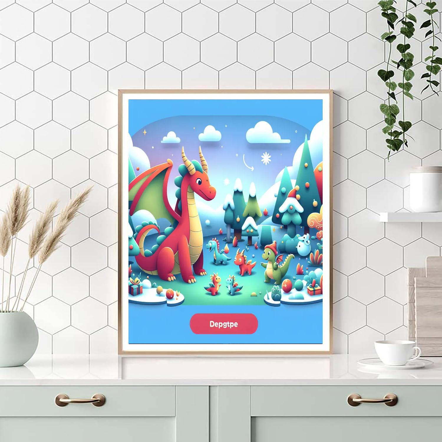 Friendly Dragon Land Paint By Numbers Art