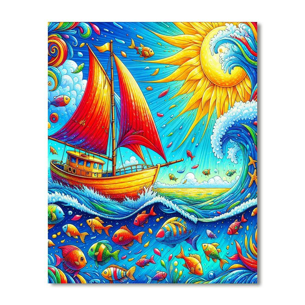 Whimsical Adventure At Sea Number Painting