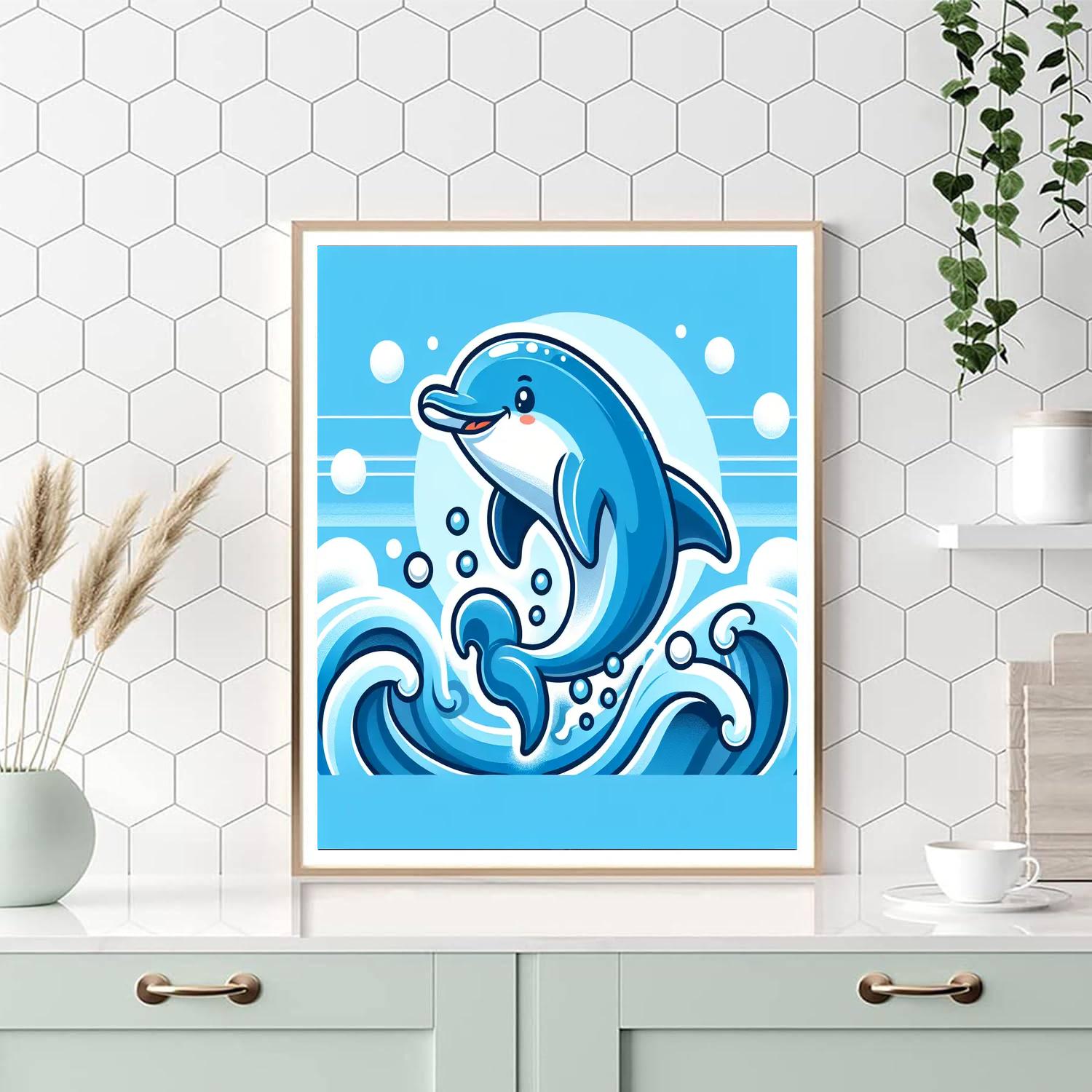 Daring Dolphin Splash Number Painting