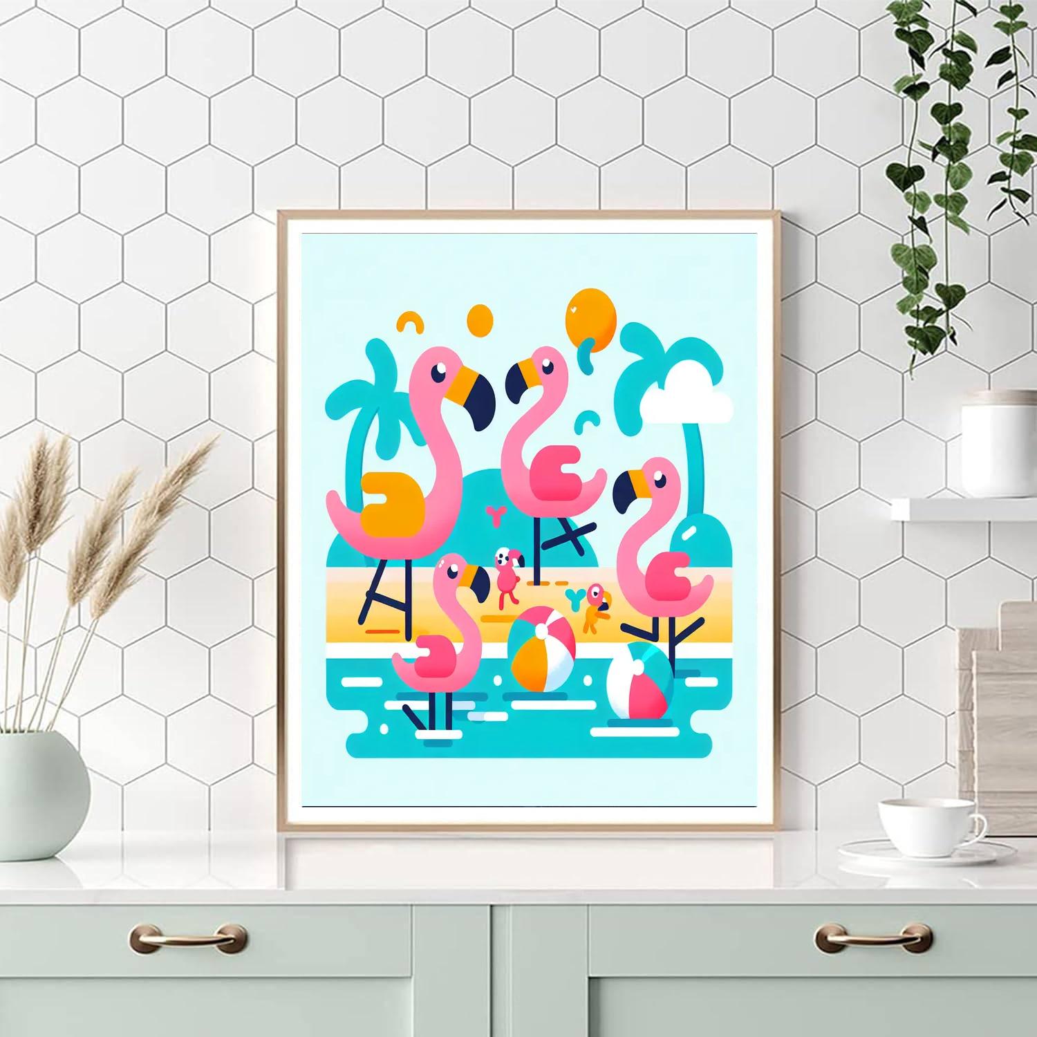Frolicking Flamingo Frolic Paint By Numbers