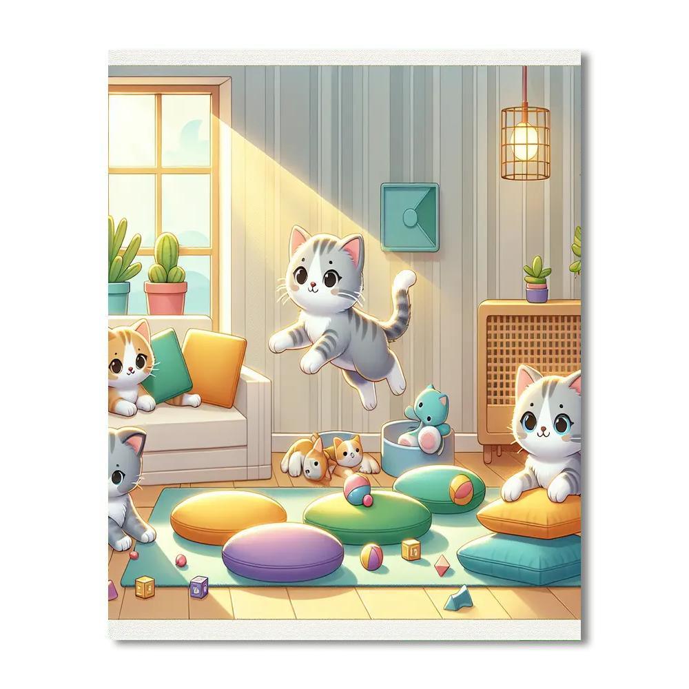 Cuddly Kitten Playtime Paint By Numbers Art