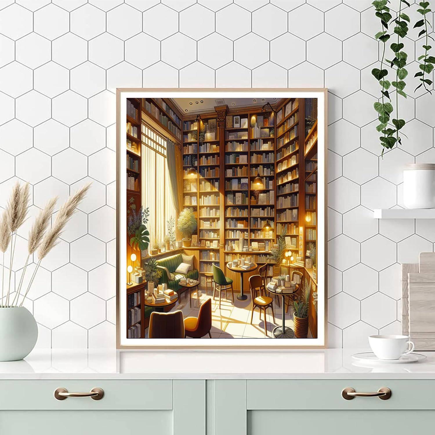 Charming Vintage Bookshop Paint By Number