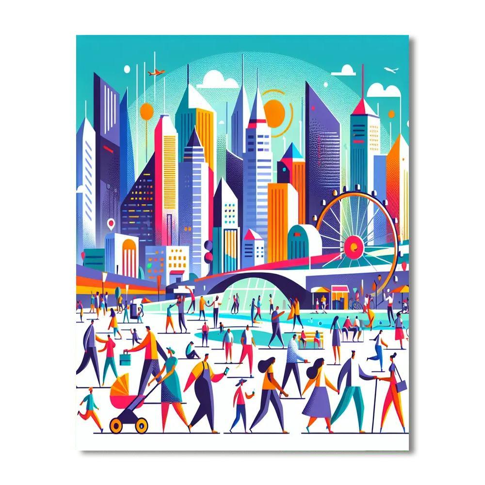 Cityscape Of Fun Number Painting