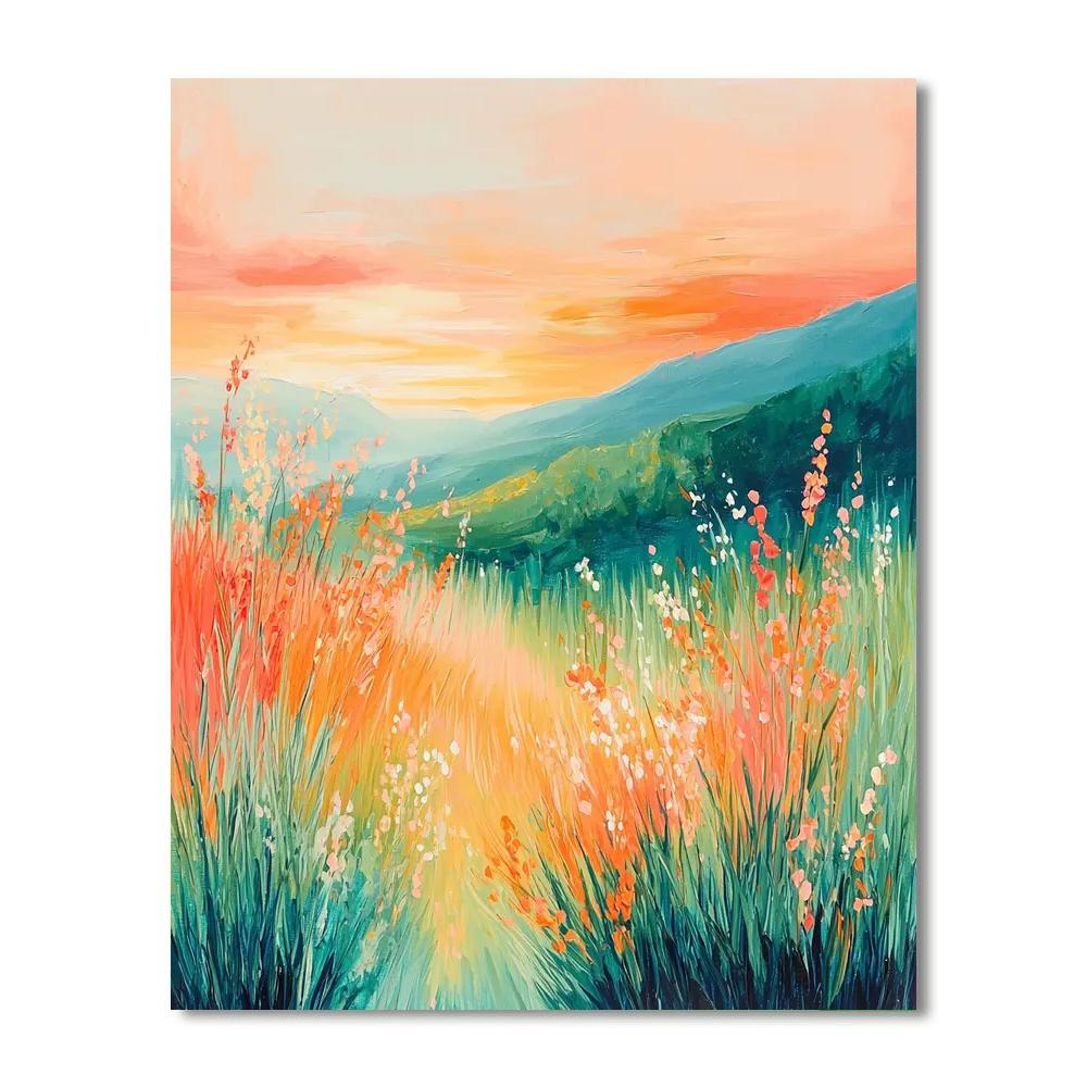 Leonardo Da Vinci Inspired Sunset Meadow  Paint By Number