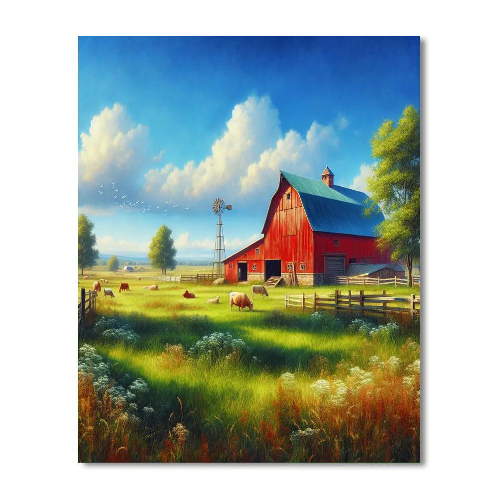 Peaceful Country Farmstead Painting By Numbers Kit