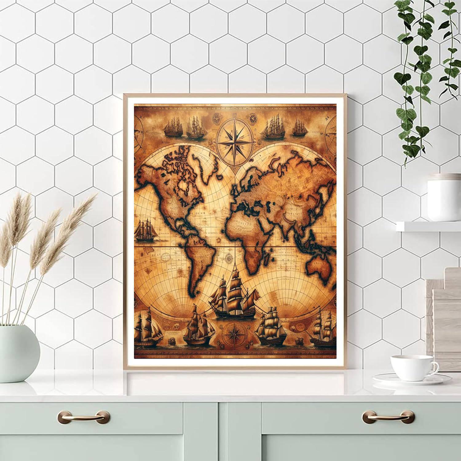 Historic World Map Adventure Paint By Color
