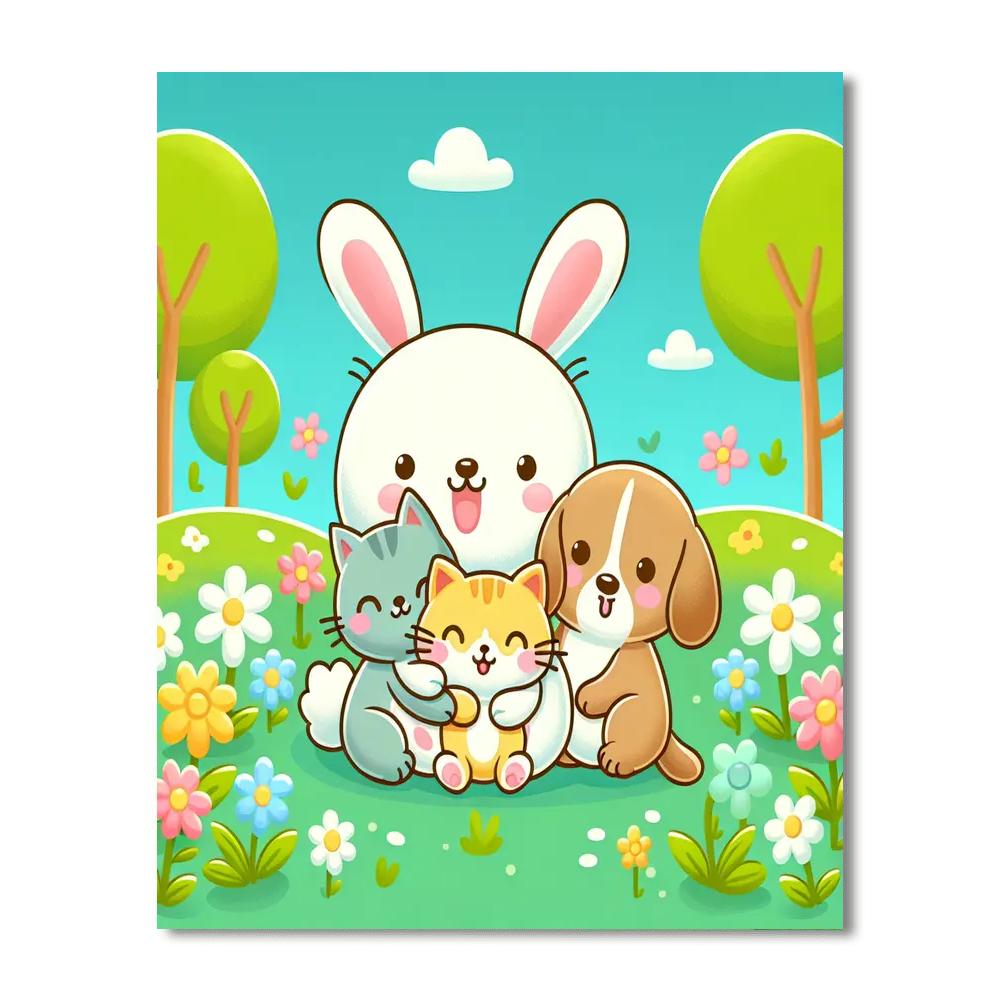 Colorful Critter Cuddles Painting Number Kit