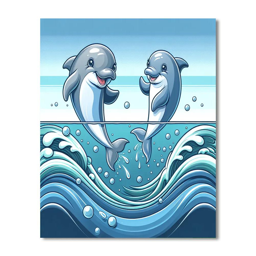 Playful Porpoises Paint By Numbers Art
