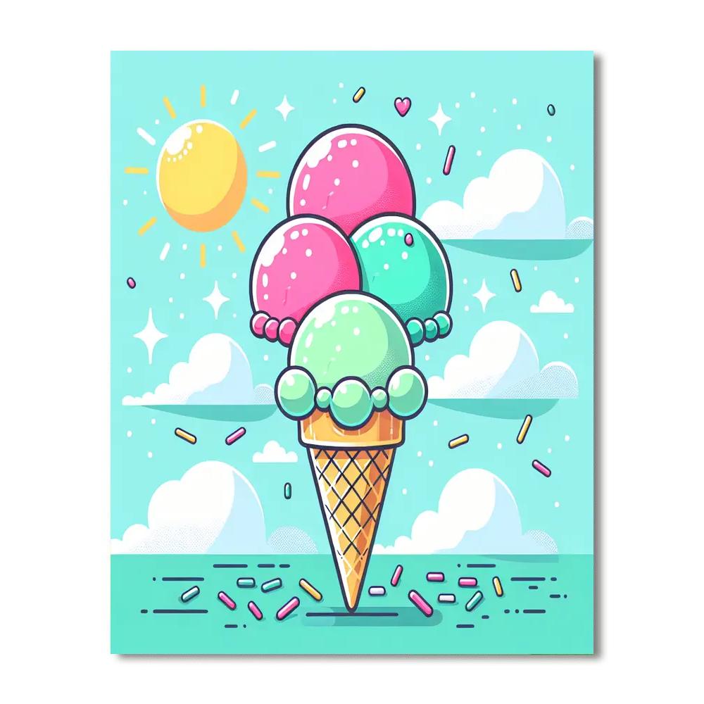 Creative Ice Cream Cone Painting By Numbers Kit
